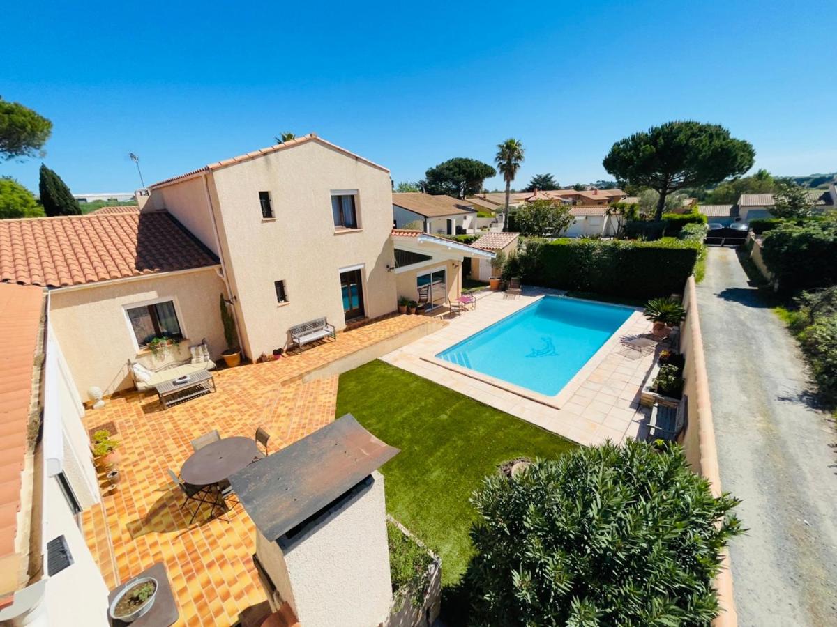 Annexe Des Pins - Studio Gite Avec Piscine & Climatisation Villeneuve-lès-Béziers 外观 照片